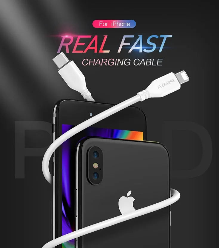 White 240cm USB-C to Lightning charging cable for iPhone and iPad fast charging