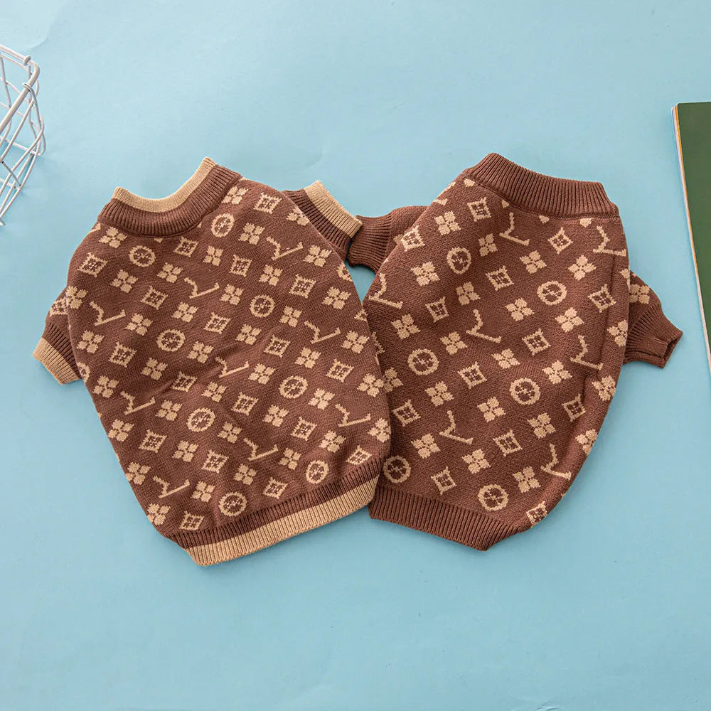 Wool dog sweater for autumn and winter wear in monochrome or two-tone colours sizes XS to XXL
