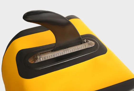 SUP paddle water dispenser attachment with removable fish fin design, plastic construction