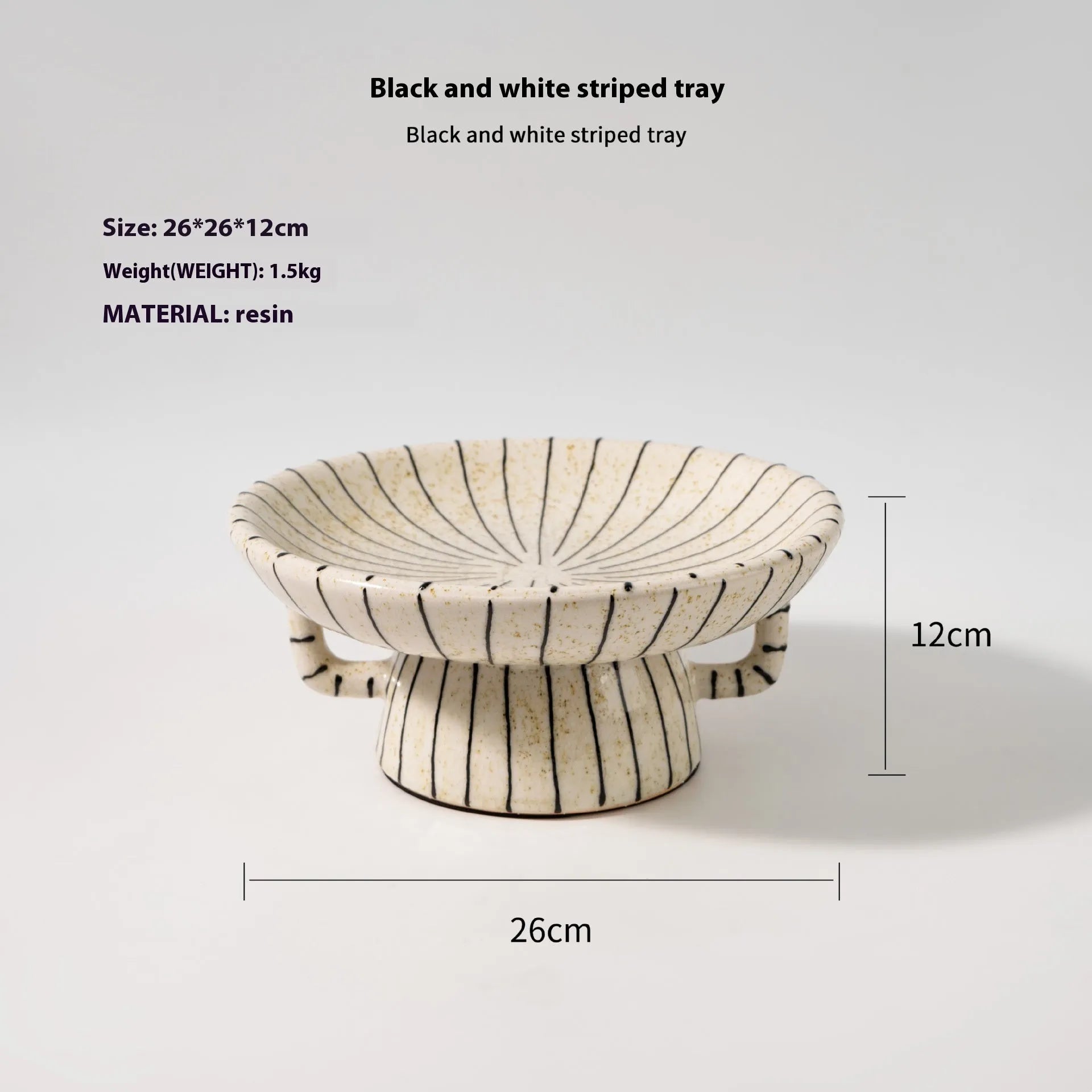 Black and white striped retro fruit dessert plate made from synthetic resin