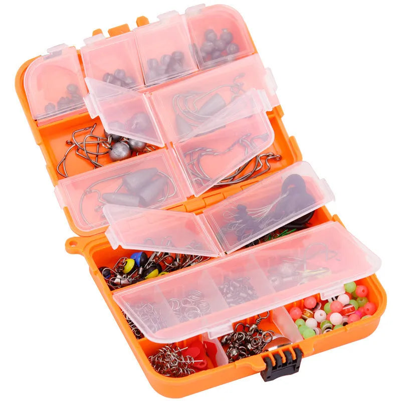 Weihe 257-piece fishing lure and hook accessory kit in ABS storage box for Texas, sea, and rock fishing.