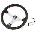 14-inch leather steering wheel with concave centre and silver black finish options