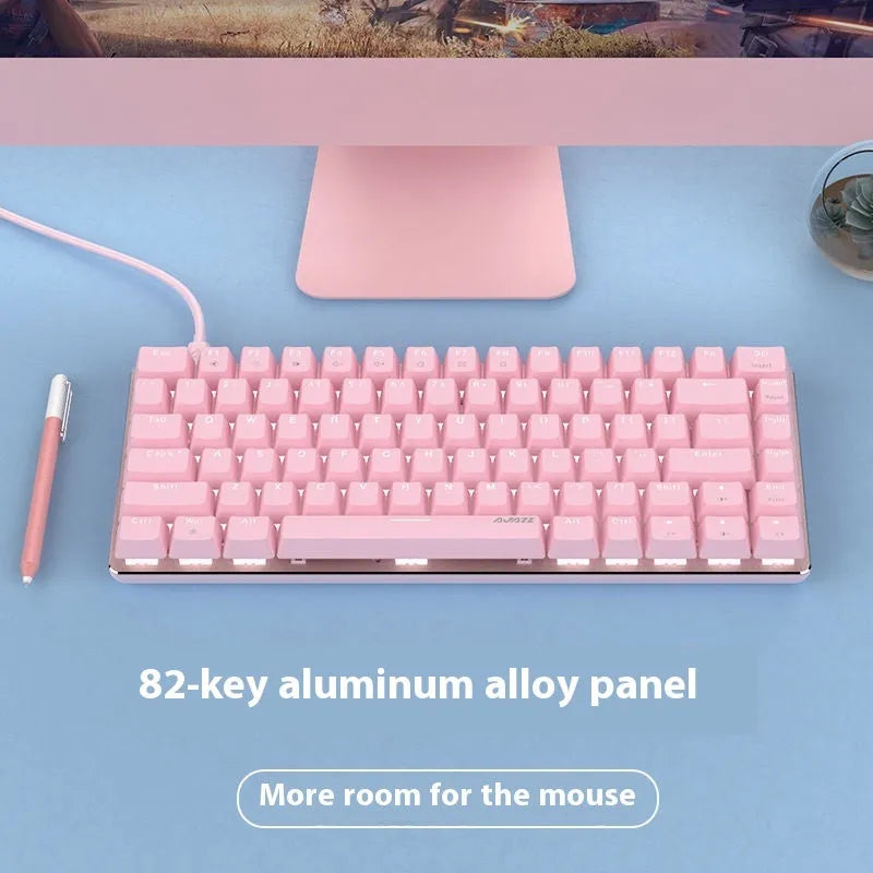 82-key mechanical keyboard with white backlight illumination and metal construction