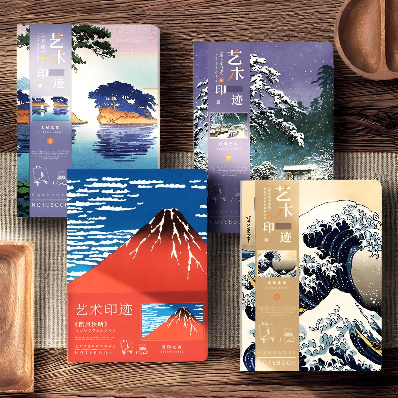 Japanese ukiyo-e art hand ledger notebook with traditional artwork cover measuring 13.2x18.3cm