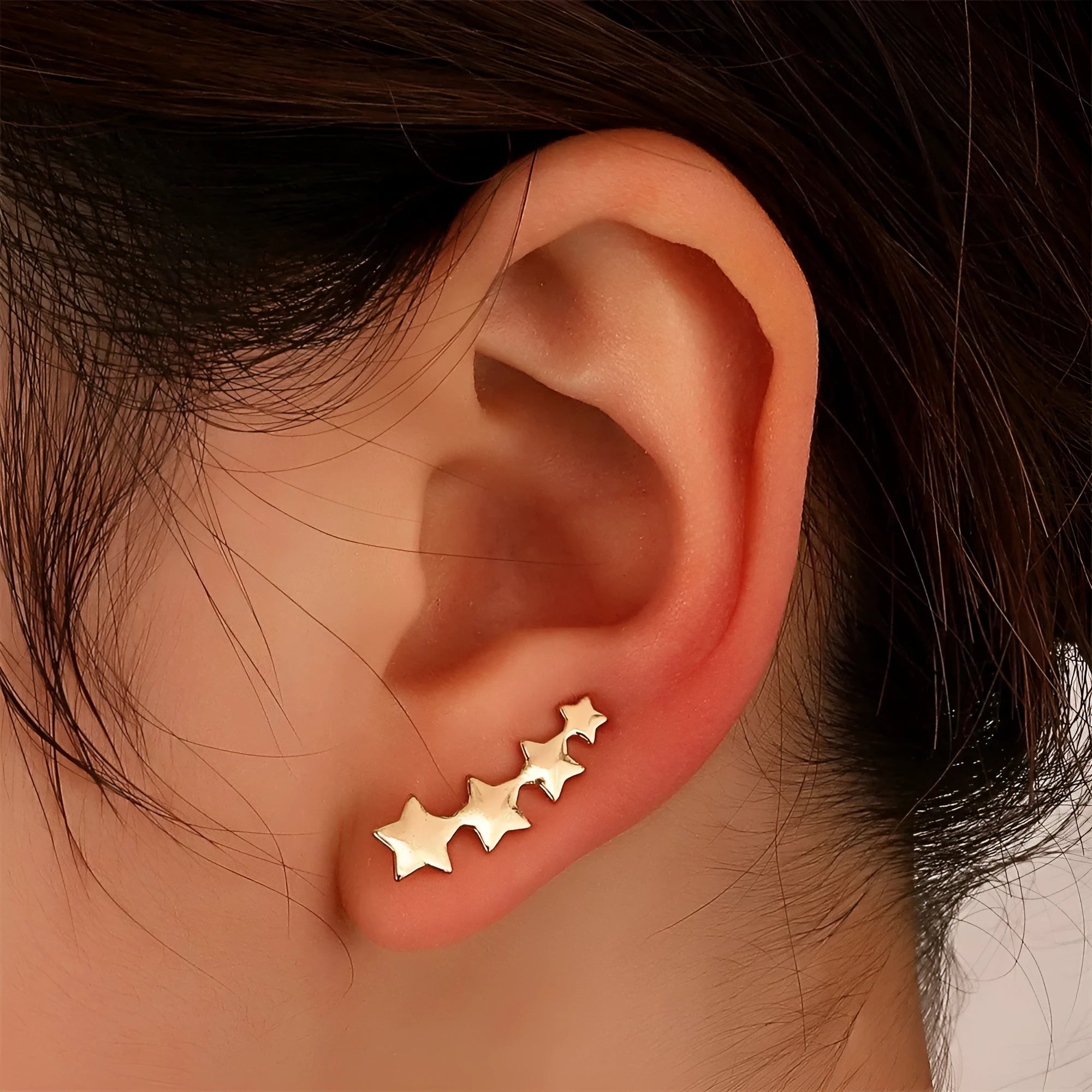 Copper leaf design clip earrings for women without pierced ears