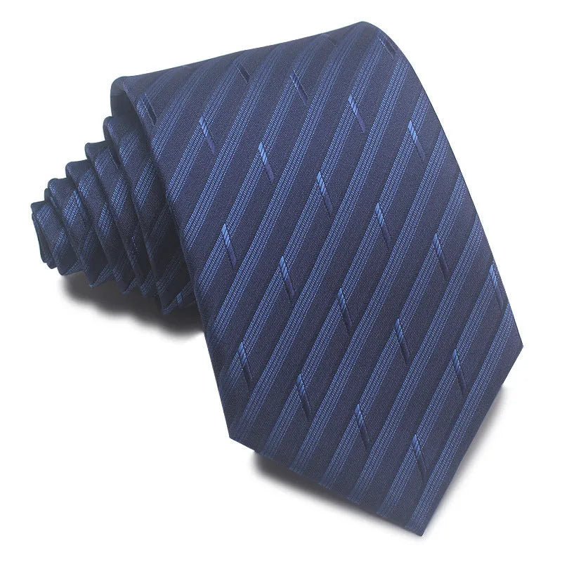 8cm wide striped polyester jacquard tie in business colours