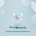 925 silver butterfly clavicle chain necklace with adjustable 41-50cm chain and ice rain pendant design