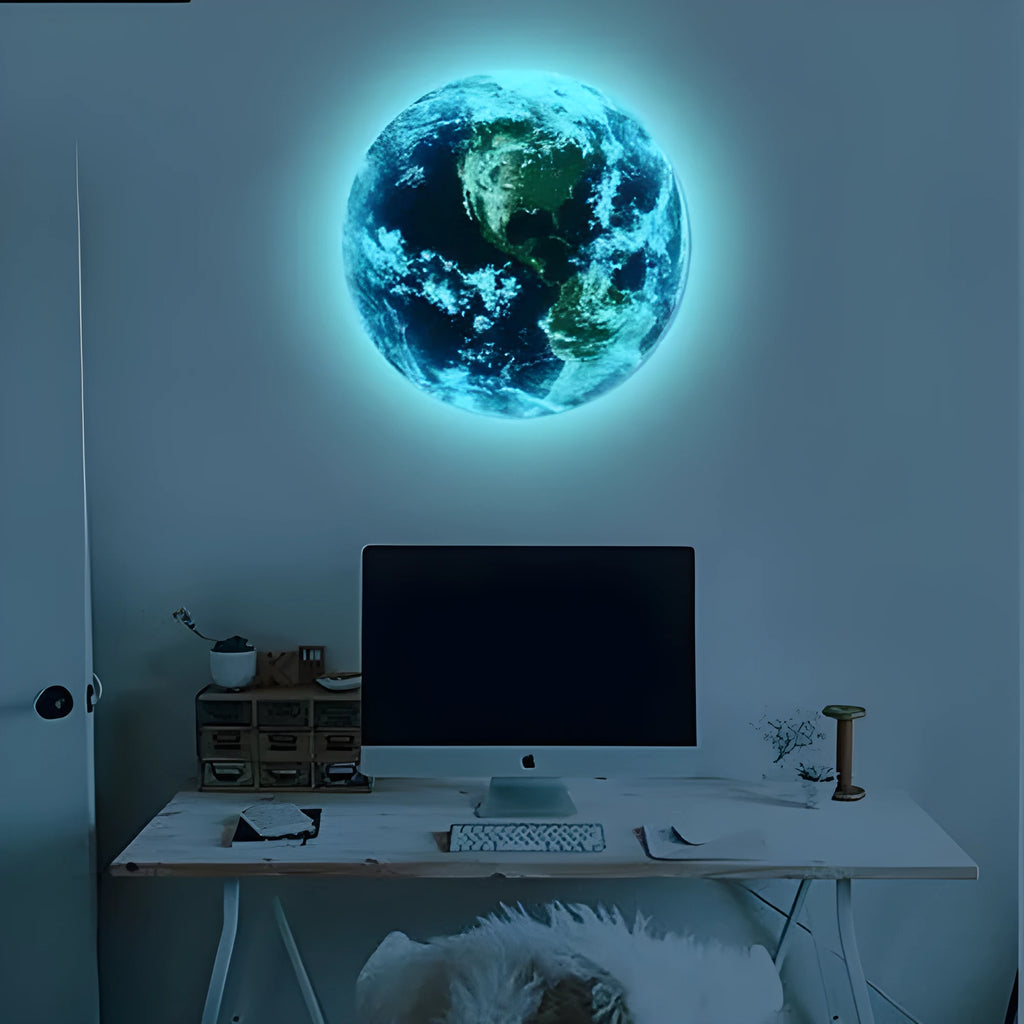 Glow in the dark Earth planet wall sticker in 10cm, 20cm and 30cm diameter sizes.