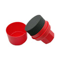 Black car tyre polishing sponge brush with plastic lid on a 85mm by 120mm yellow plastic housing