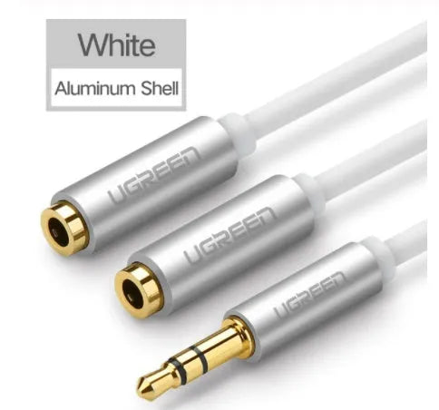 3.5mm earphone replacement cable with gold-plated connectors in black, grey and white colour options