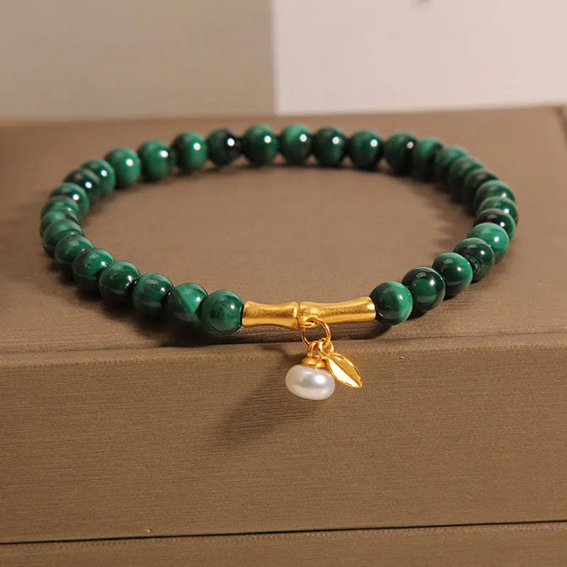 Silver-toned adjustable lucky bamboo bracelet for women with white crystal stones