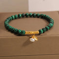 Silver-toned adjustable lucky bamboo bracelet for women with white crystal stones