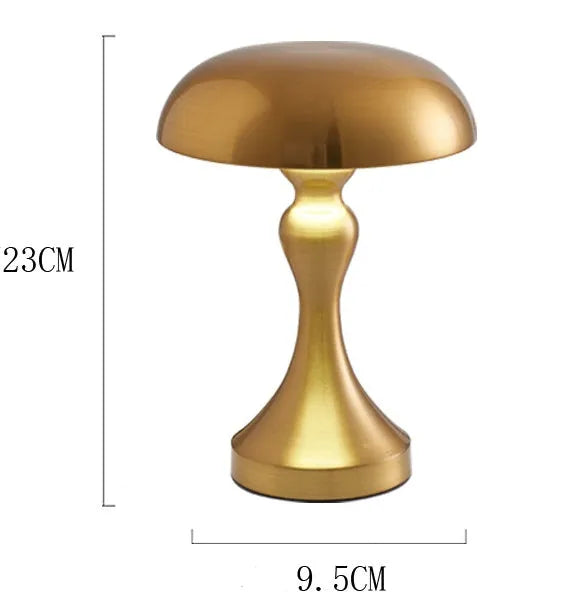 Metallic desk lamp with touch controls showing three colour lighting options