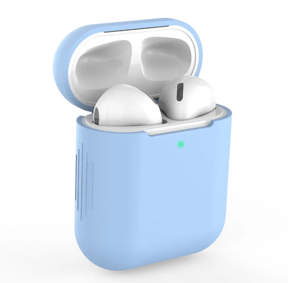 Silicone protective case cover for Apple AirPods 2 wireless earbuds in multiple colour options