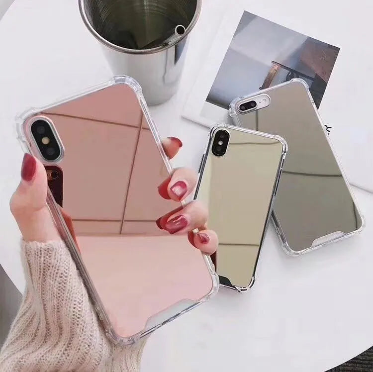 Mirror phone case with transparent TPU back for iPhone protection