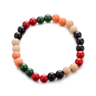 Natural stone bead bracelet with lava stone components for essential oils in ethnic style design