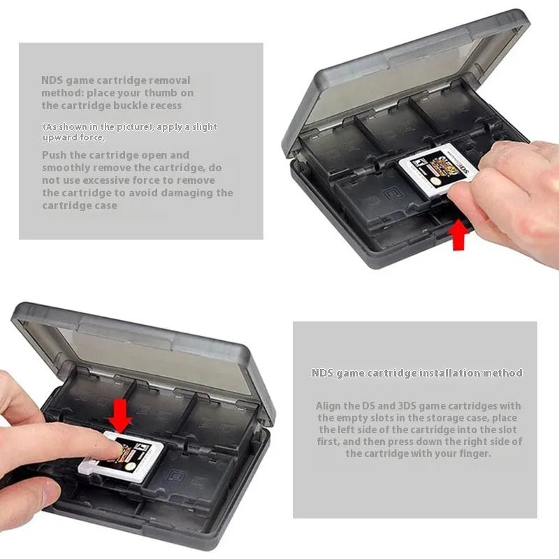 NDS 3DS game card storage box holding multiple game cartridges, shown in blue colour.