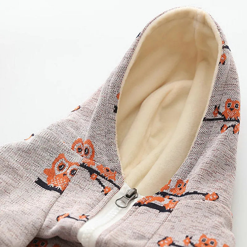 Blue cotton dog sweater with front zipper closure on model dog