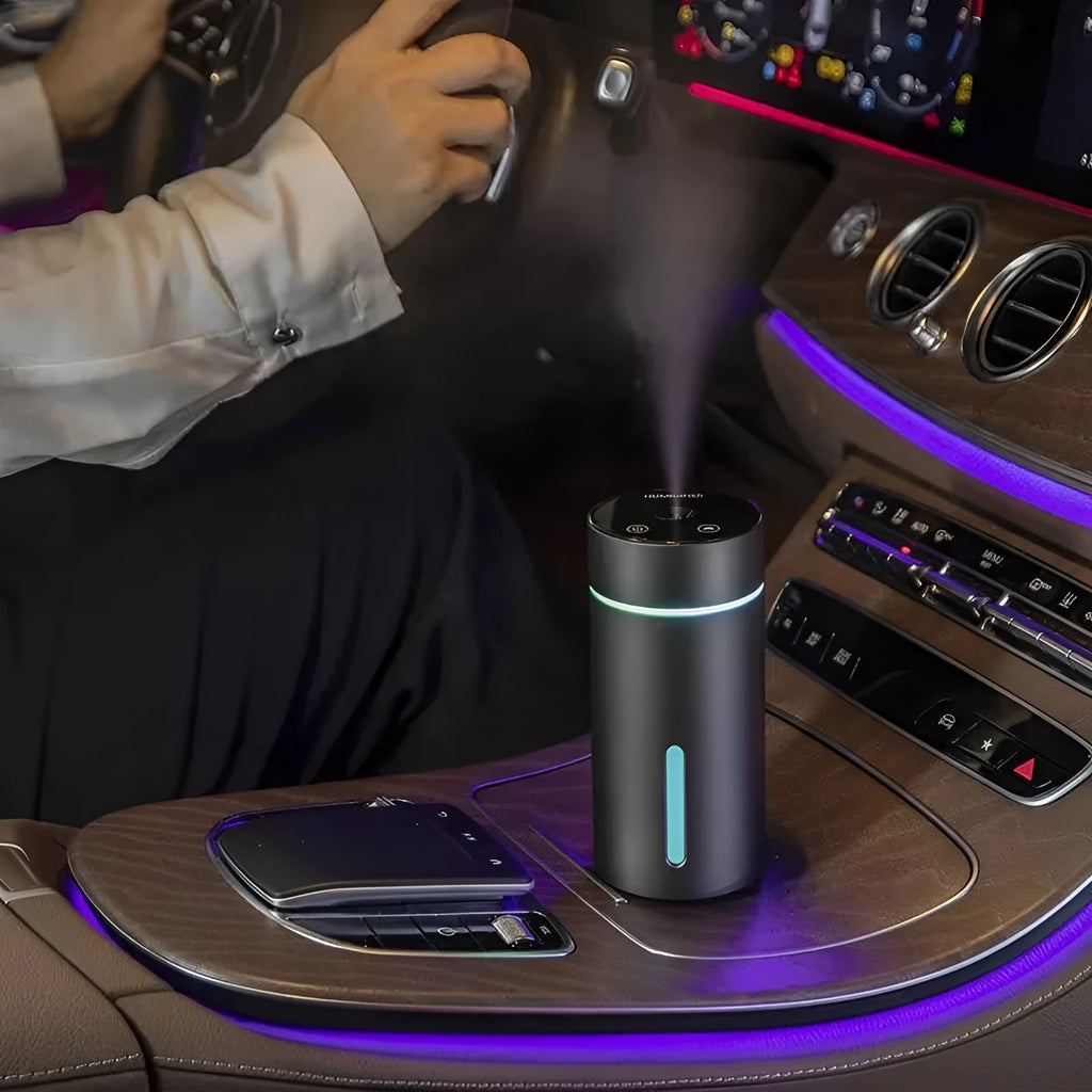 Aluminium car humidifier diffuser with 260ml water capacity and USB cable