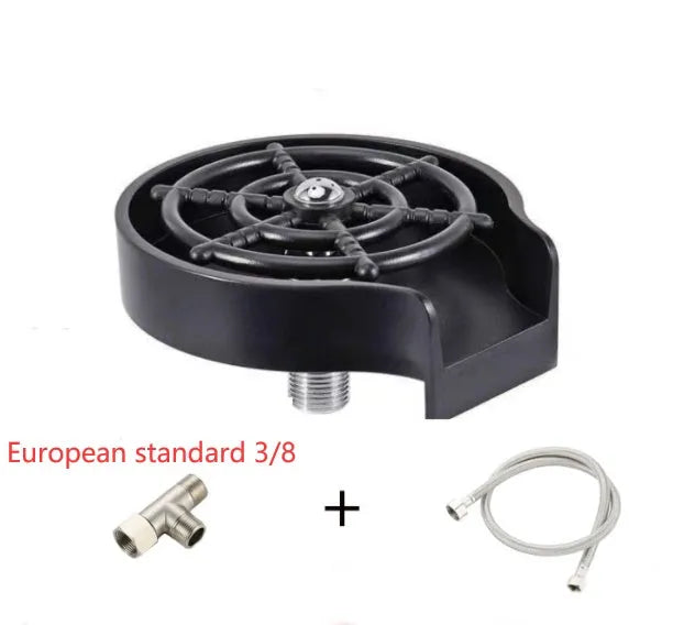 Black high-pressure automatic stainless steel glass washer with ABS plastic base and copper hose