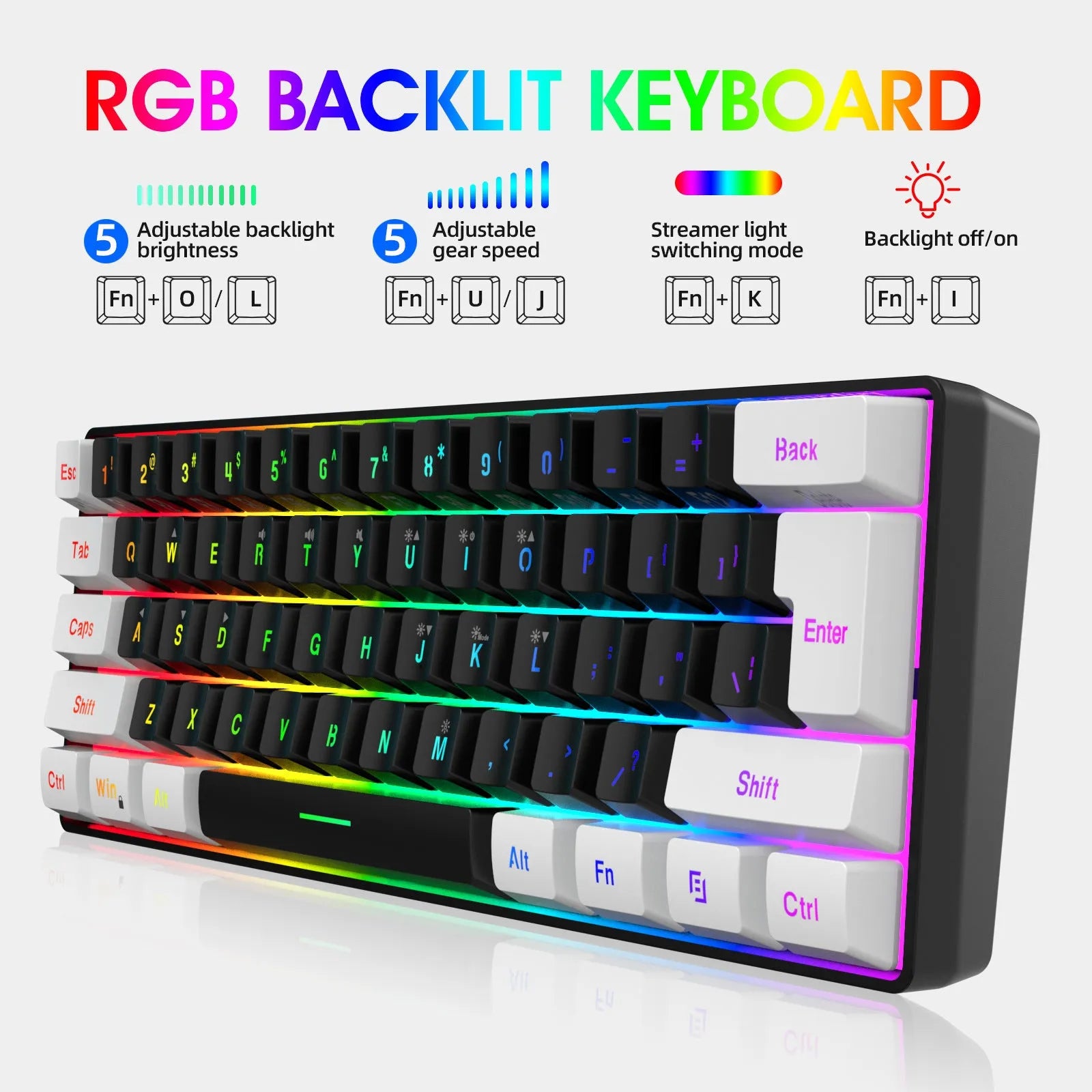 V700WB A869 white and black wired gaming keyboard and mouse set with colour backlight