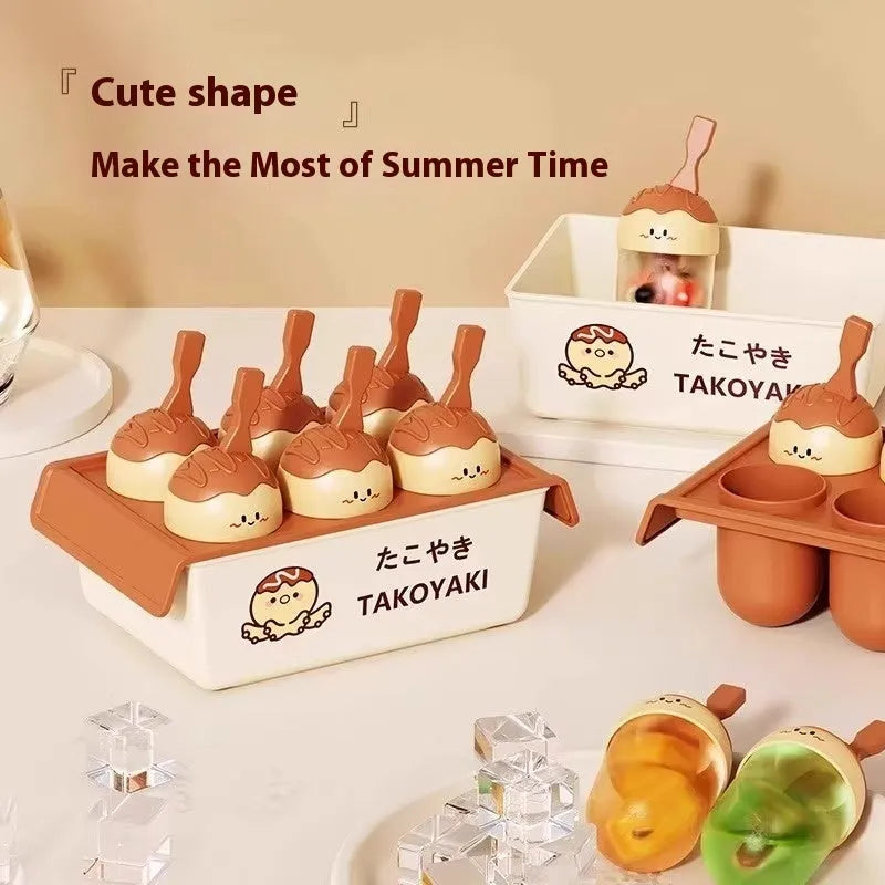 Plastic ice cream mould for making desserts in the shape of takoyaki octopus balls