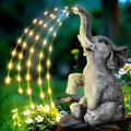 Resin elephant garden sculpture with integrated light strip for outdoor decoration