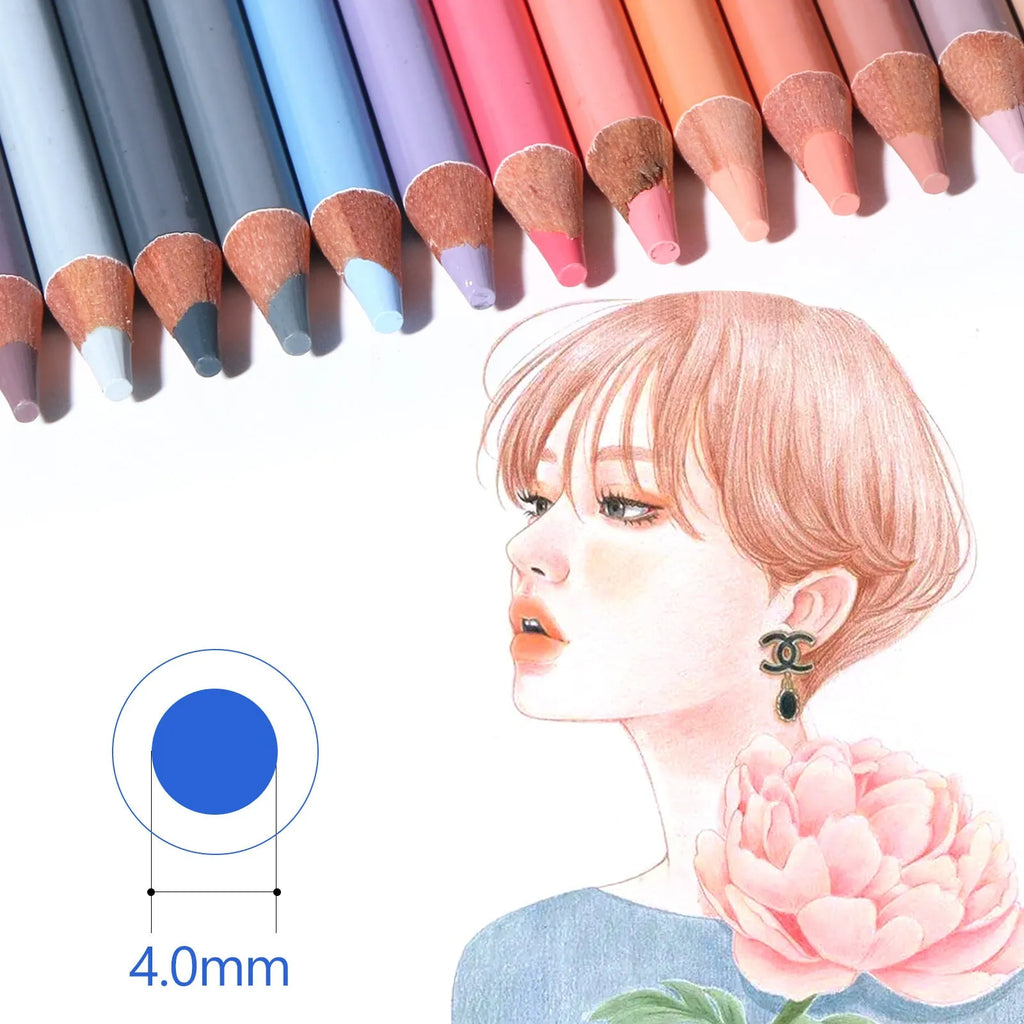 24-colour skin tone portrait pencils in round metal tin case for realistic figure drawing