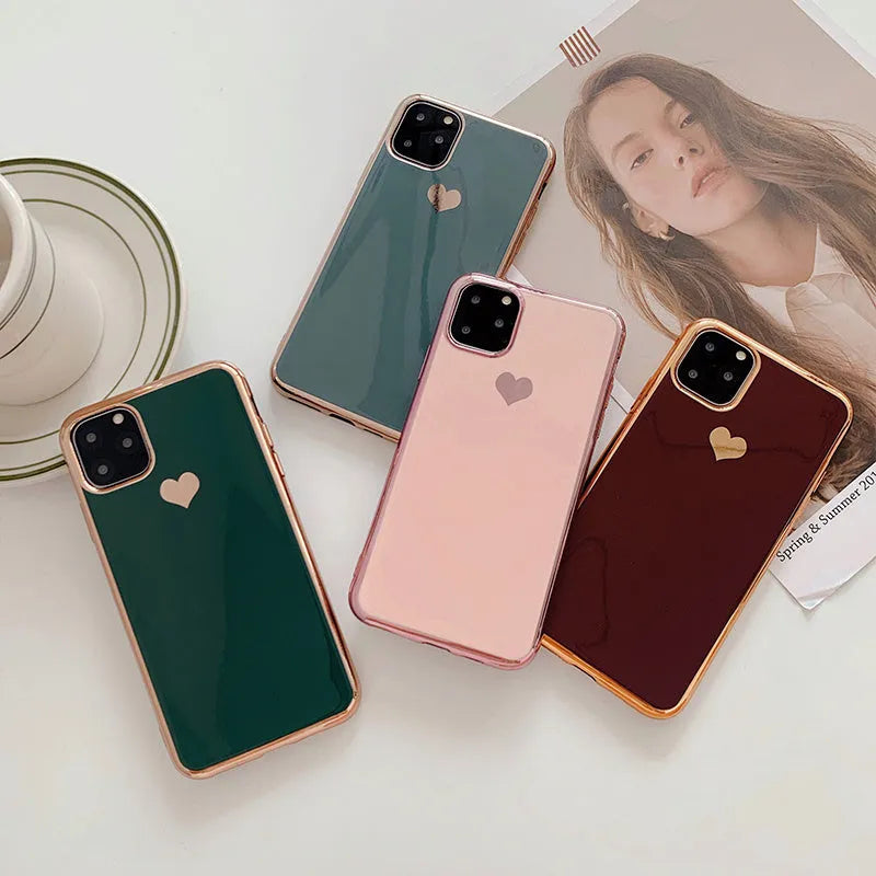 Solid colour TPU back cover case for iPhone in blue, claret, pink, or green.