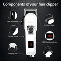 Rechargeable hair clipper with stainless steel cutter head and USB charging cable
