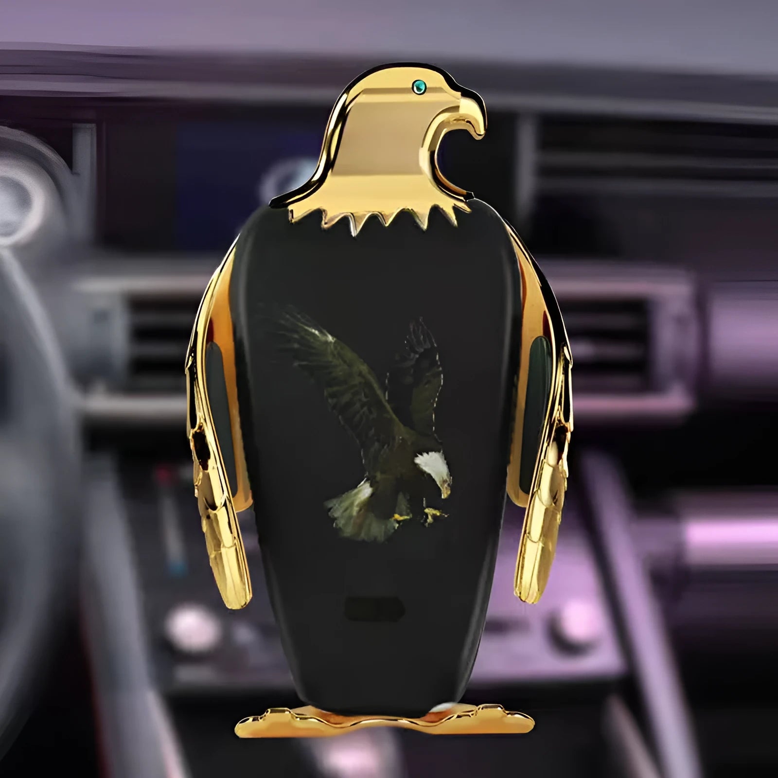 Eagle style wireless charging car phone holder with snap-on suction cup mount