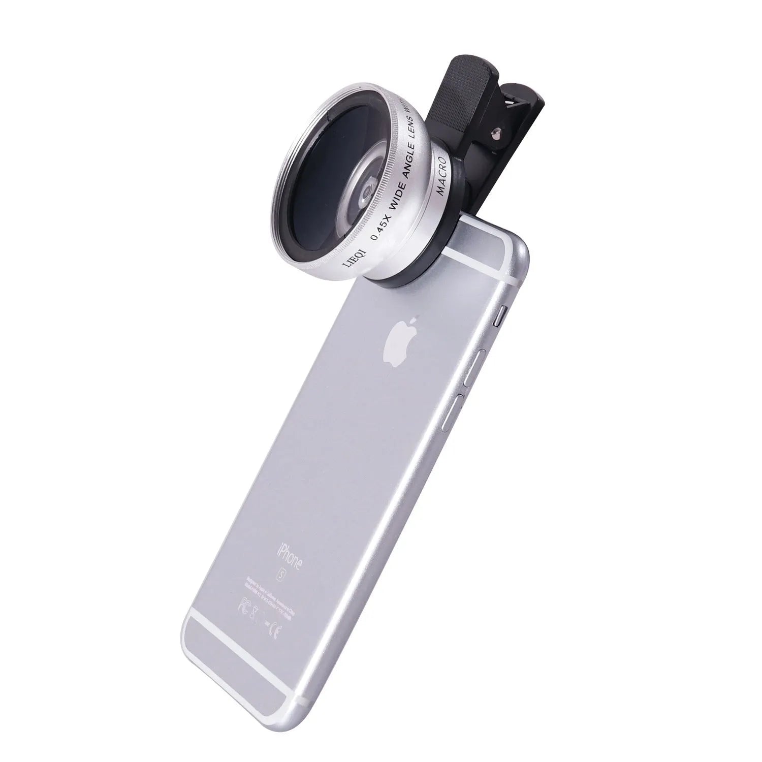 LIEQI 0.45X wide angle and macro external lens for mobile phone camera in silver finish