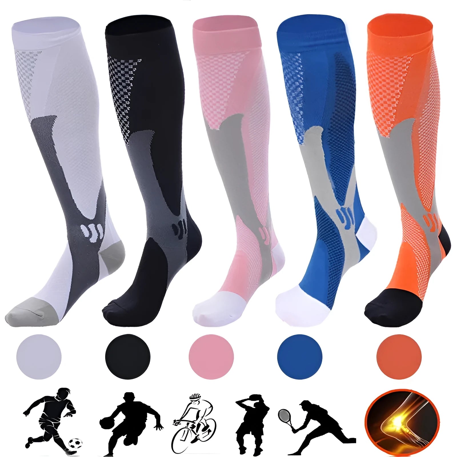 Graduated compression socks for men and women in various colours and pack options