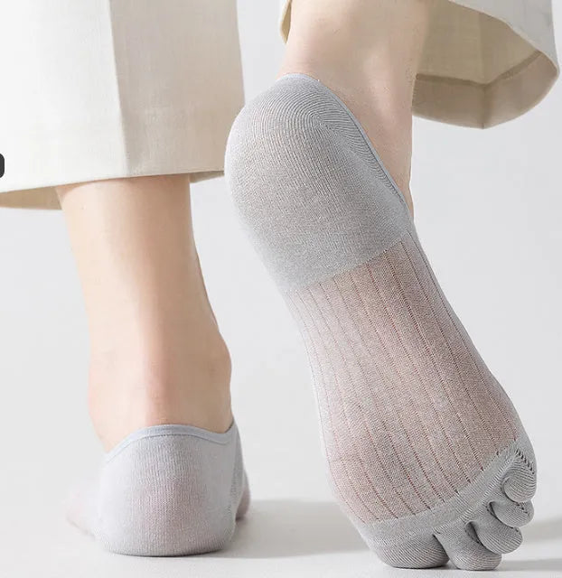 Modal cotton five-finger ultra-thin boat socks in black, dark grey, khaki, light grey and white colours