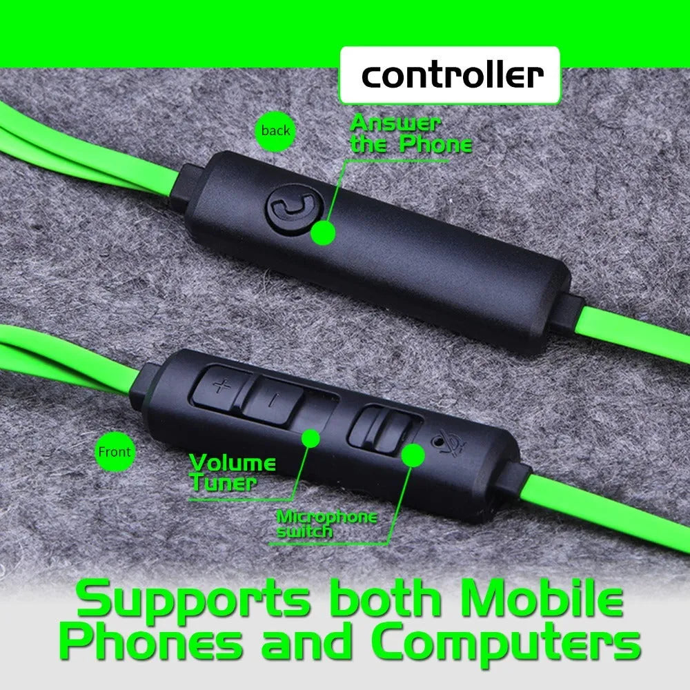 Shuangmai wired in-ear computer gaming headset with 1.5 metre cable in black, green, or red