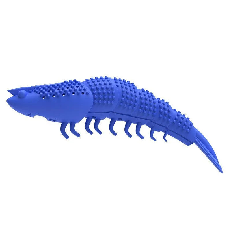 Blue hard rubber cat toy with 360-degree teeth cleaning bristles and internal catnip
