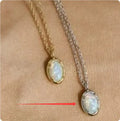 Geometric jelly opal pendant necklace in sterling silver with gold or white gold plating