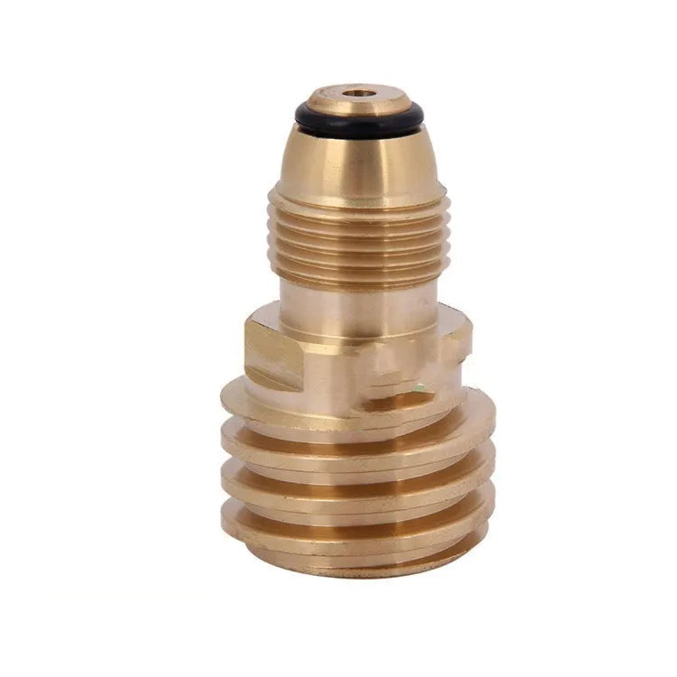 Gold brass gas brazier adapter with 7mm diameter and internal thread for gas charging connections