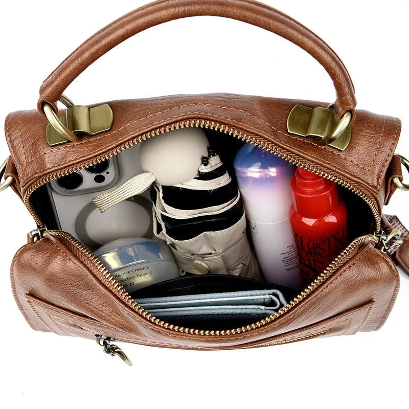 Soft PU one-shoulder crossbody bag for women in retro style with square shape