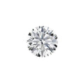 Round cut moissanite stone with eight hearts and eight arrows faceting, shown on a neutral background.
