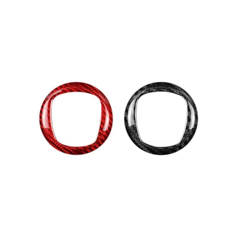 Carbon fibre steering wheel decorative sticker in black and red colour options