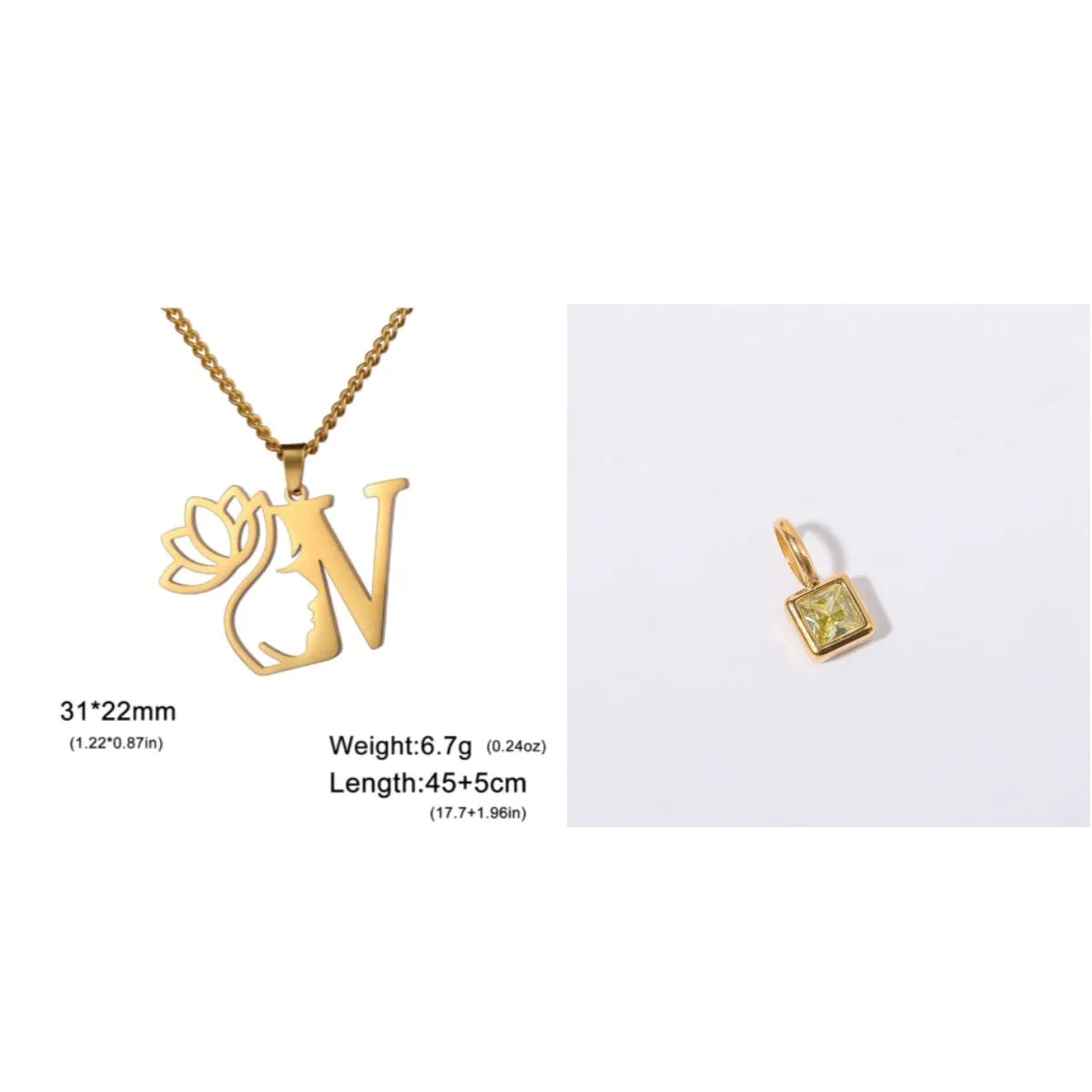 Stainless steel fashion necklace with cross chain design and electroplated gold finish including pendant