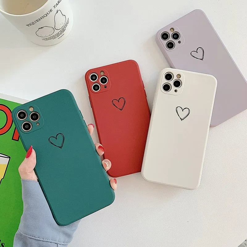 Silicone TPU phone back cover case for Apple iPhone in solid black, green, grey, pink, purple, red or white colour.