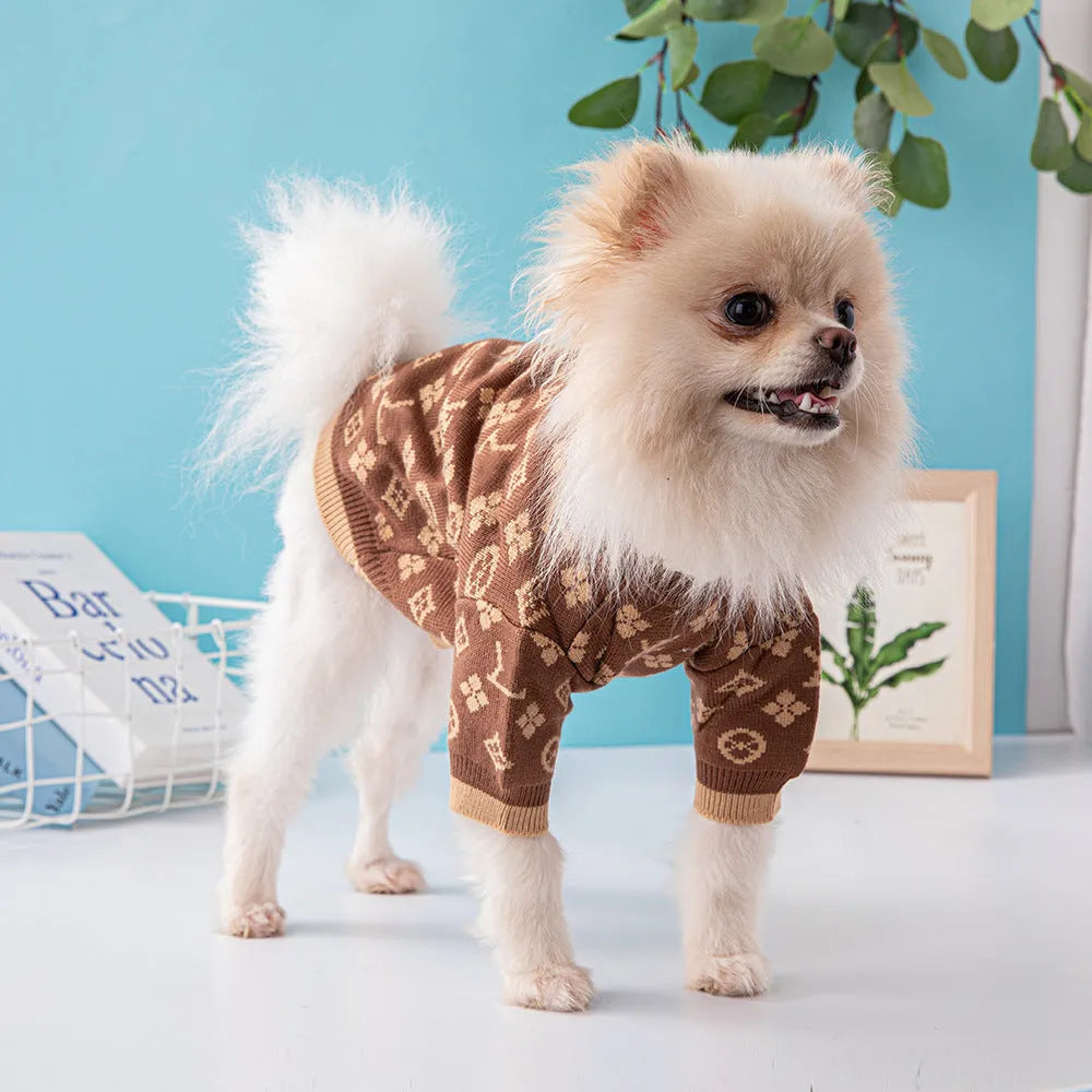 Wool dog sweater for autumn and winter wear in monochrome or two-tone colours sizes XS to XXL