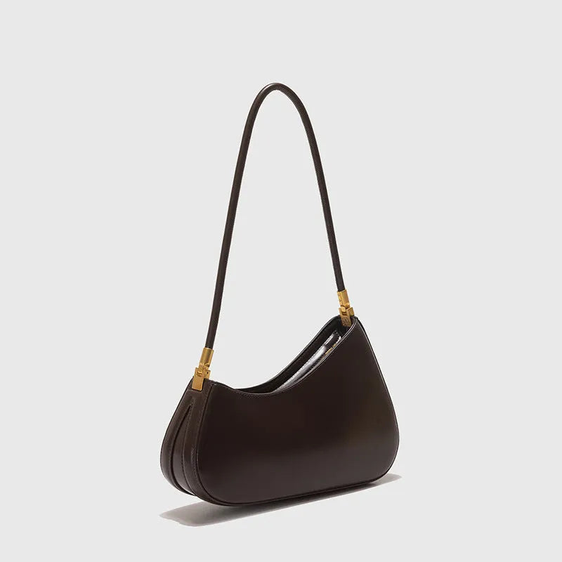 Women's oval PU leather underarm bag with single shoulder strap in seven colour options
