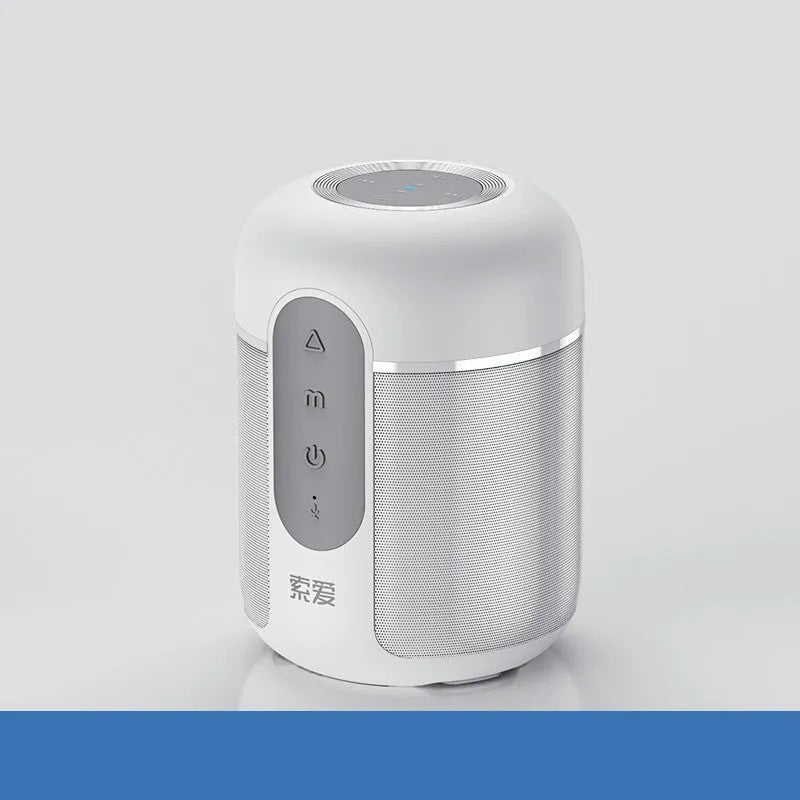 Black portable Bluetooth speaker measuring 72mm wide by 99mm high with 30W output power