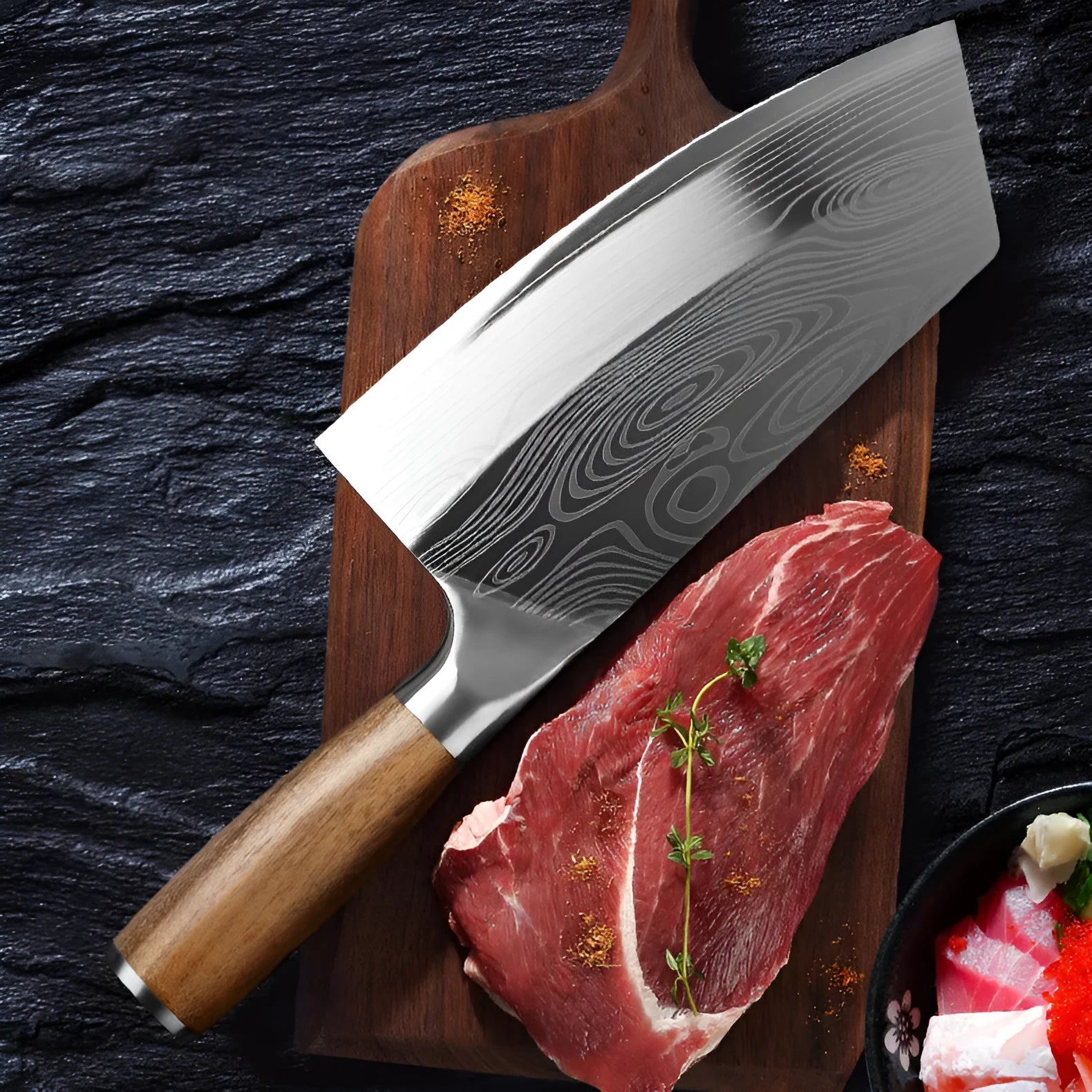 40cr13 stainless steel kitchen knife with a 320mm forged blade, shown in the advertised colour.