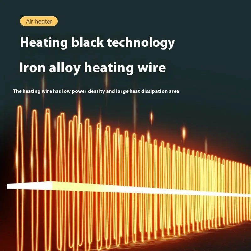 White small electric heater on a desktop with dimensions 290mm wide by 2240mm high.