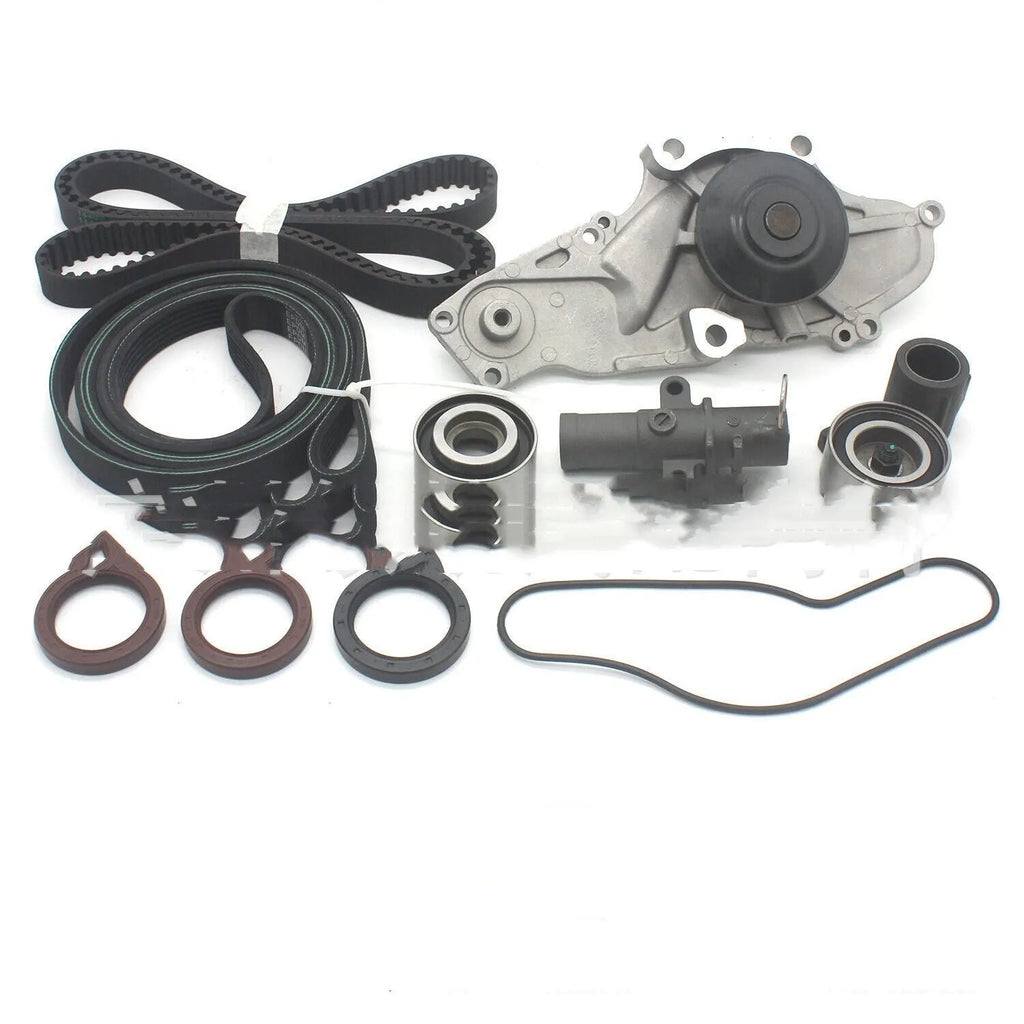 Metal automotive belt and water pump assembly components for engine cooling system repairs