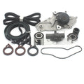 Metal automotive belt and water pump assembly components for engine cooling system repairs